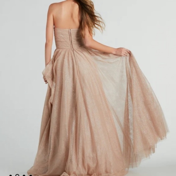 Windsor Strapless Glitter Gown in Champagne - Picture 2 of 7